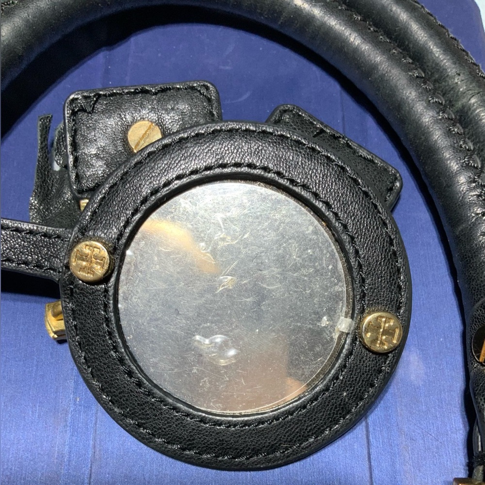 Tory Burch Leather Gold Tone Metal Parts, Zipper Pull, Mirror, T Plaque, Handles - Picture 3 of 7